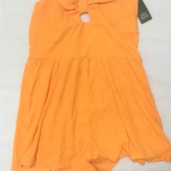 NWT "WILD FABLE" ORANGE TERRY CLOTH ROMPER HALTER NECK SWIM COVER UP SZ: M - Picture 2 of 9